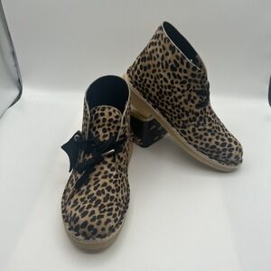 NEW Clarks Desert Boots,Womens Animal Print US 7 M, Leopard Print Calf Hair,NWOB